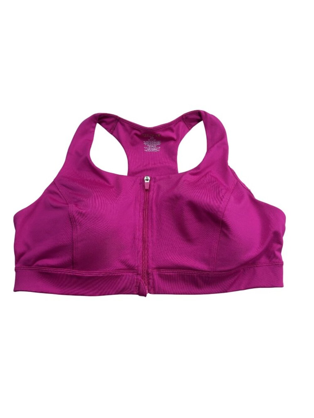 Tek Gear Womens Zip Front Sports Bra 2X Medium Impact Pink